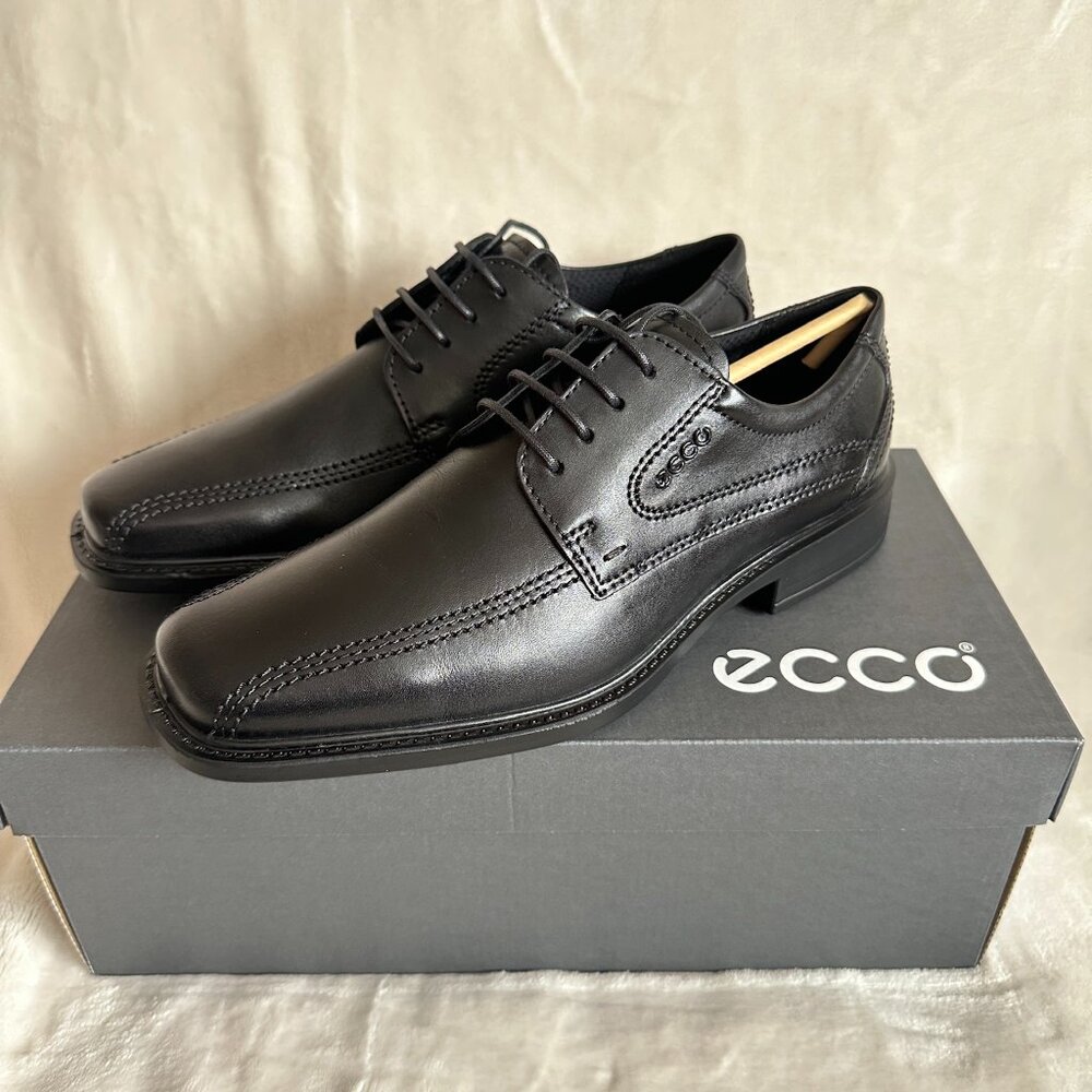 NIB! ECCO Men's New Jersey Lace-Up Dress Shoes Black Leather 051514 Size 7-7.5